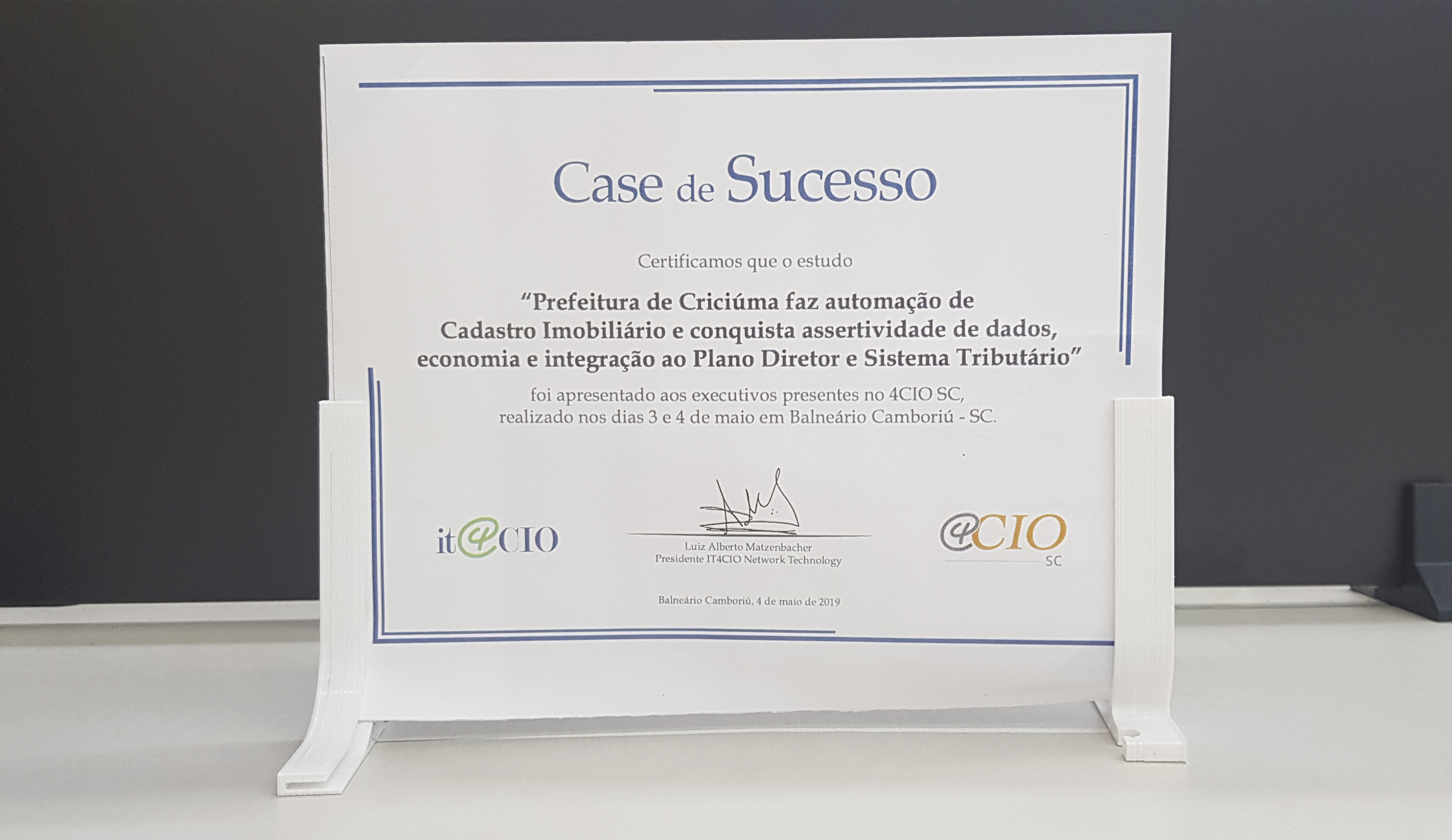 Premio participação - case de Sucesso 